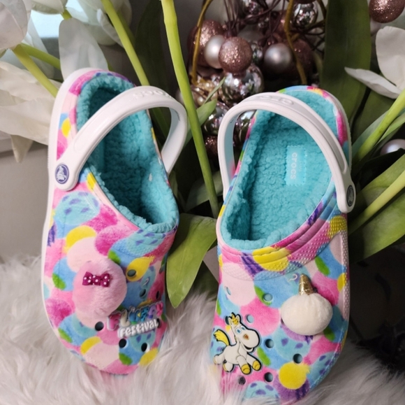 Disney x Crocs Pixar Toy Story fluffy festival unicorn fleece lined Women11men9 - Picture 1 of 6